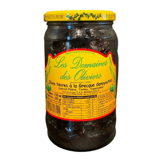 Olives Noires à la grecque dénoyautées (les domaines des oliviers)